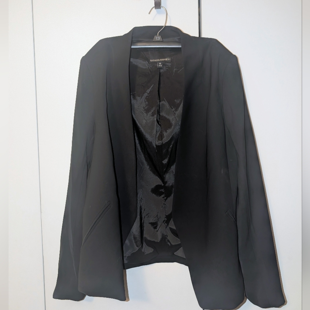 Banana Republic Blazer Women's 10 Black Lined Lightweight